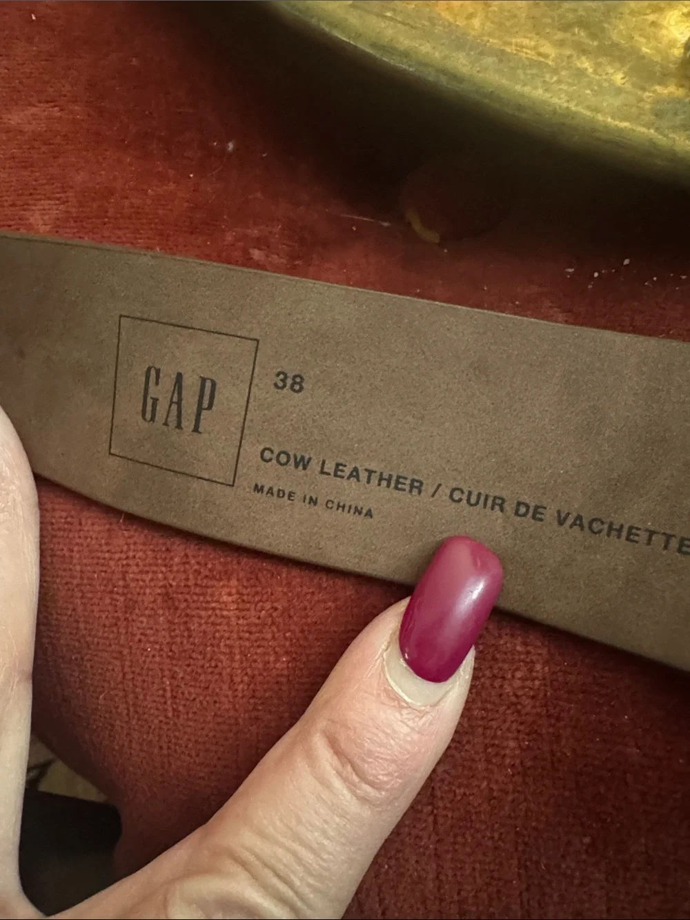 GAP Brown Suede Belt with Silver Rectangular Buckle